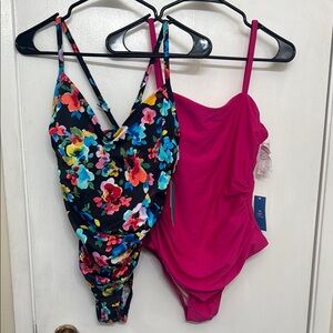 Floral and Pink One Piece Swimsuit Set